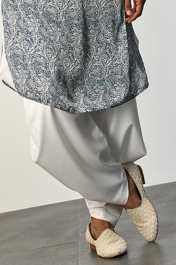 Blue Modal Botanical Printed Kurta Set by ARJAN DUGAL at Pernia's Pop Up Shop