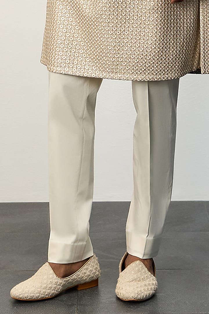 Champagne Chanderi Silk Nehru Jacket Set by ARJAN DUGAL at Pernia's Pop Up Shop