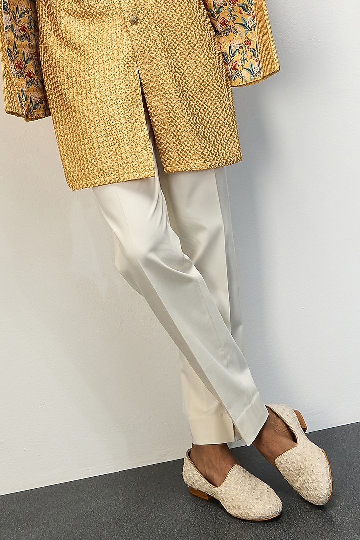 Golden Chanderi Silk Nehru Jacket Set by ARJAN DUGAL at Pernia's Pop Up Shop
