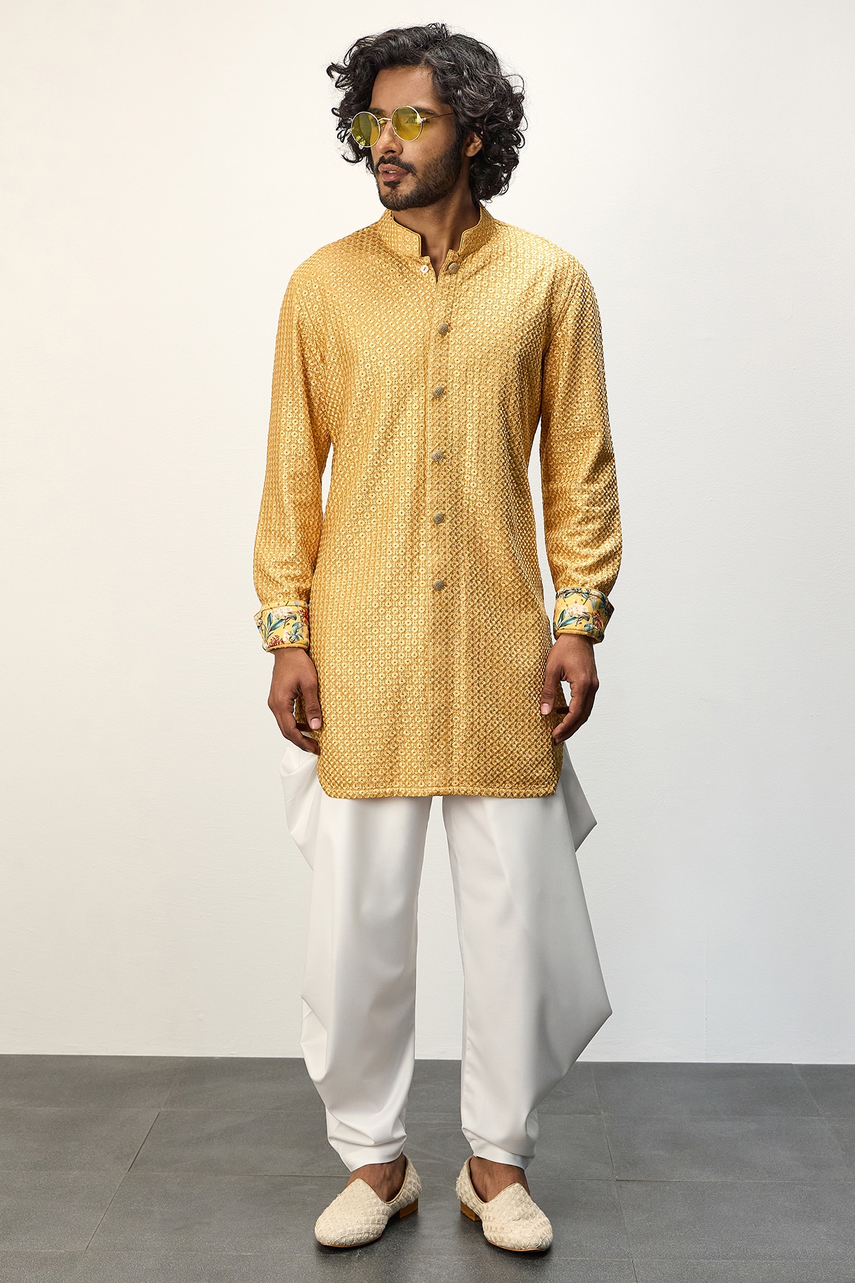 Khakhi Golden Kurta Art Silk Chudidaar main image 1