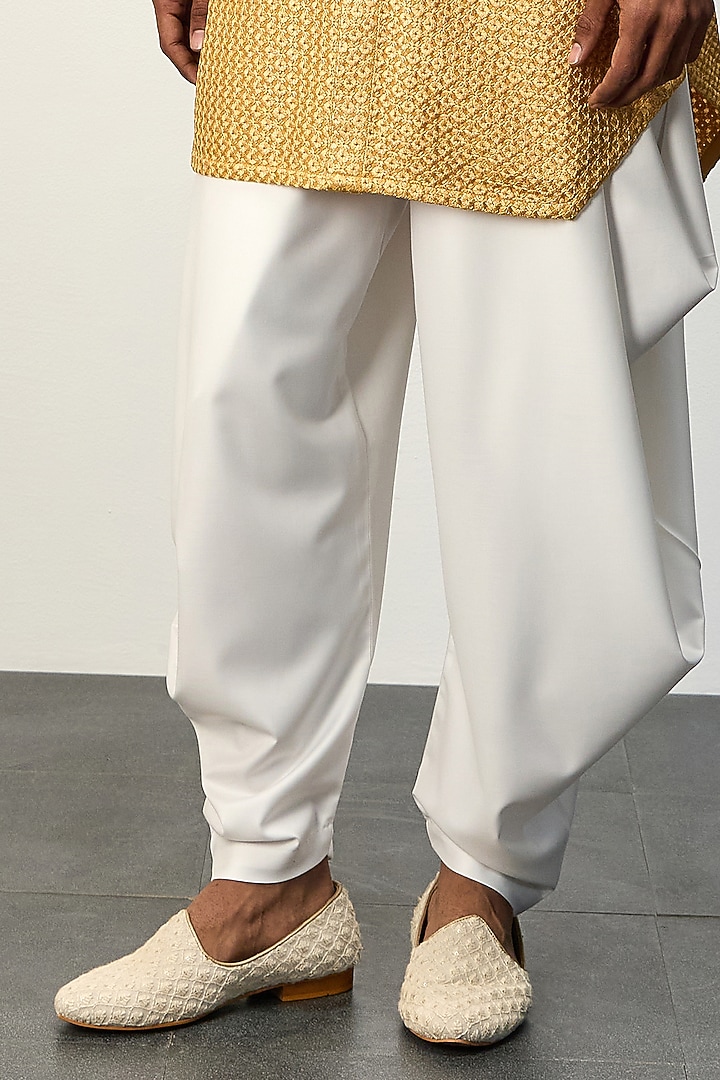 Golden Chanderi Silk Kurta Set by ARJAN DUGAL at Pernia's Pop Up Shop