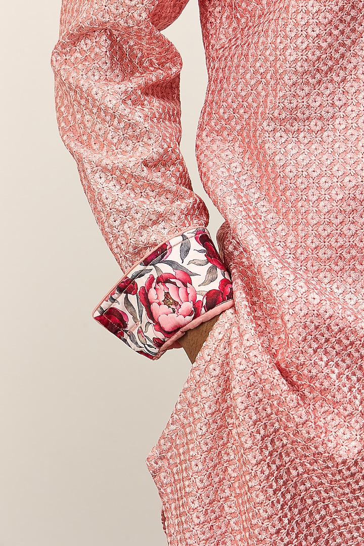 Pink Chanderi Silk Kurta Set by ARJAN DUGAL at Pernia's Pop Up Shop