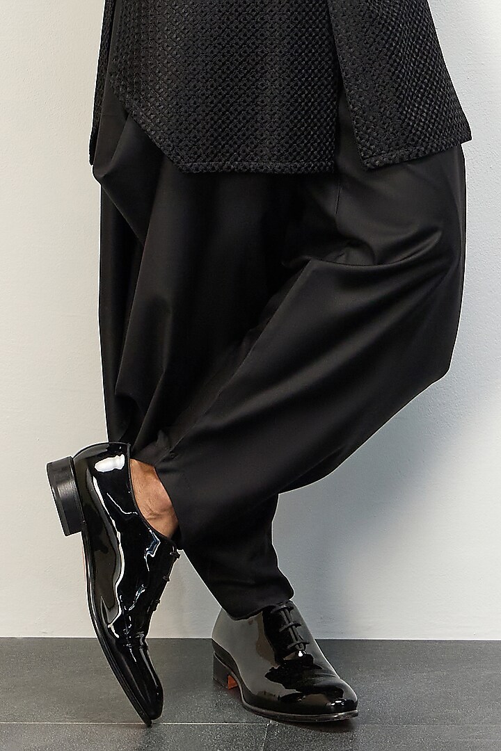 Black Chanderi Silk Kurta Set by ARJAN DUGAL at Pernia's Pop Up Shop