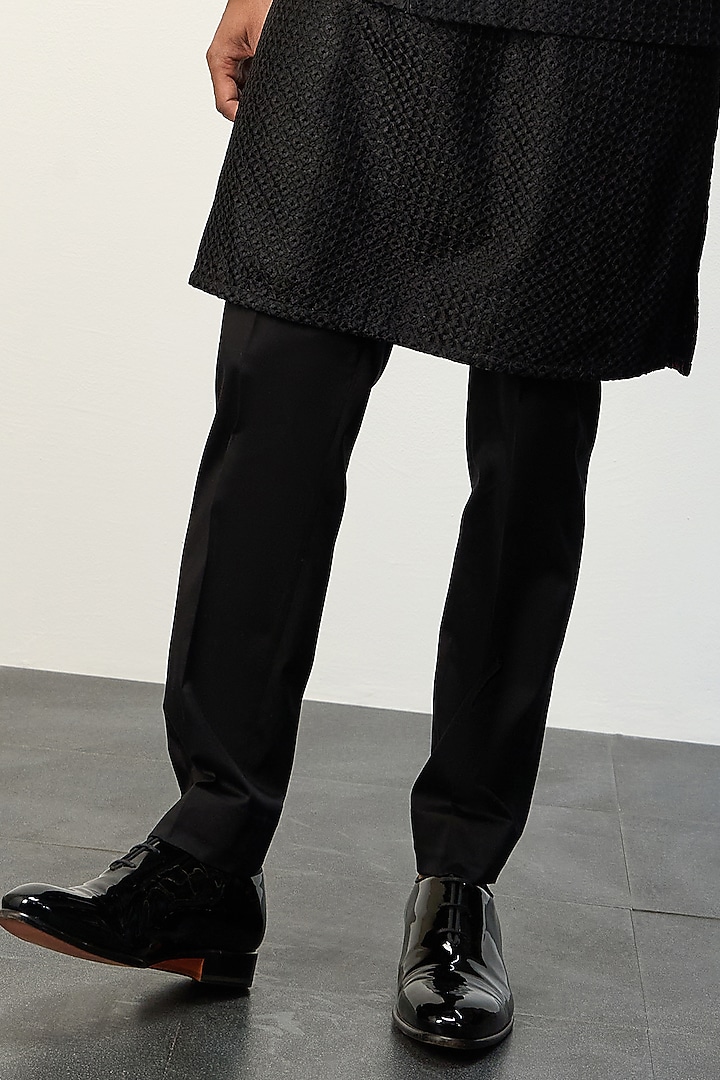 Black Chanderi Silk Nehru Jacket Set by ARJAN DUGAL at Pernia's Pop Up Shop