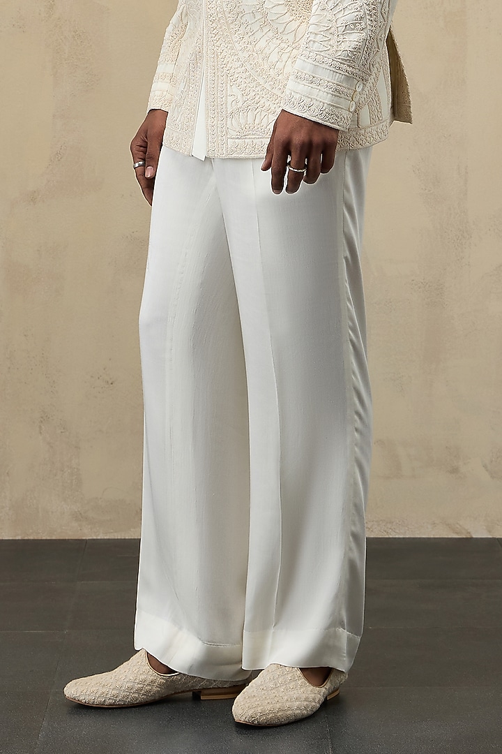 Ivory Organza Embroidered Groom Bandhgala Set by ARJAN DUGAL at Pernia's Pop Up Shop
