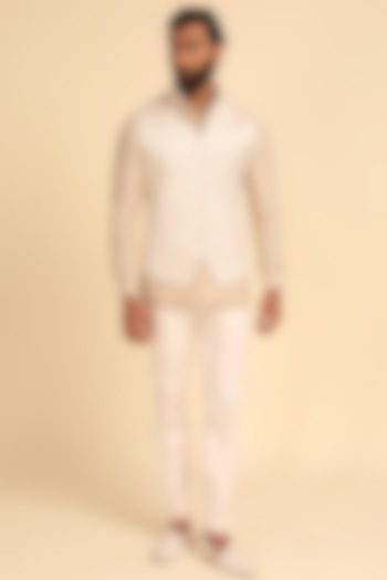 Cream Hand Embroidered Bundi Jacket by ARJAN DUGAL at Pernia's Pop Up Shop