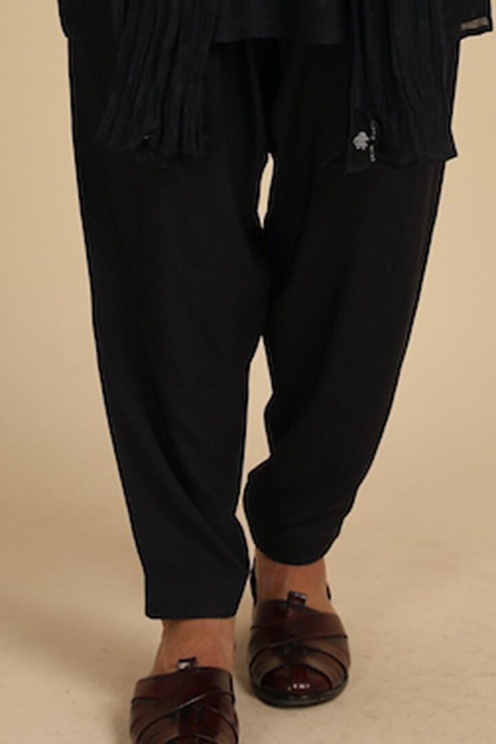 Navy Blue Silk Viscose Kurta Set by ARJAN DUGAL at Pernia's Pop Up Shop