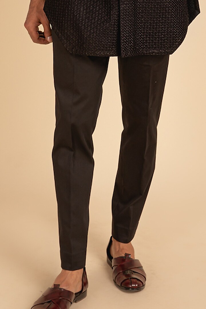 Black Chanderi Silk Printed Bundi Jacket by ARJAN DUGAL at Pernia's Pop Up Shop