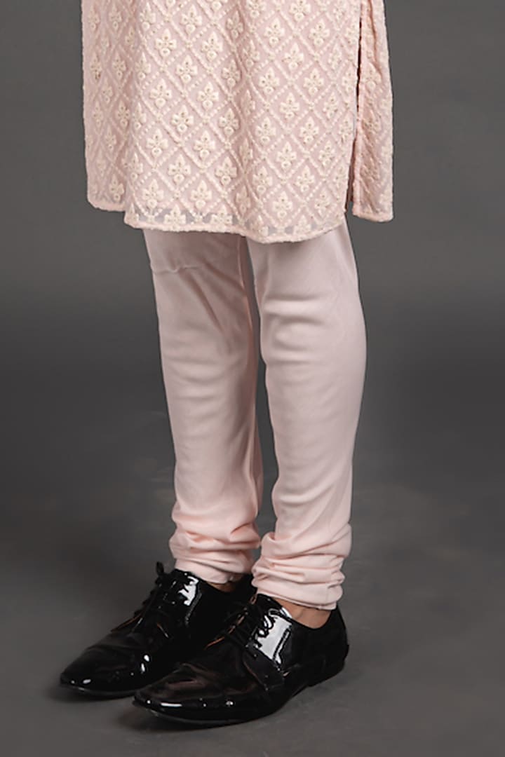 Pink Silk Georgette Embroidered Kurta Set by ARJAN DUGAL at Pernia's Pop Up Shop