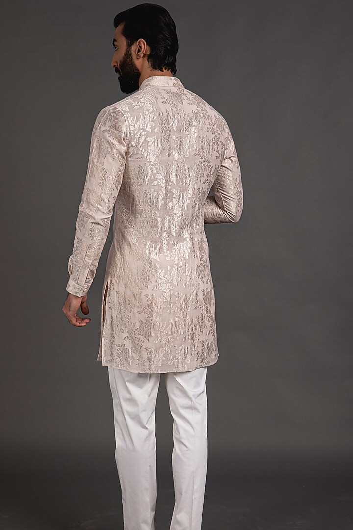 Pink Banarasi Silk Kurta Set by ARJAN DUGAL at Pernia's Pop Up Shop