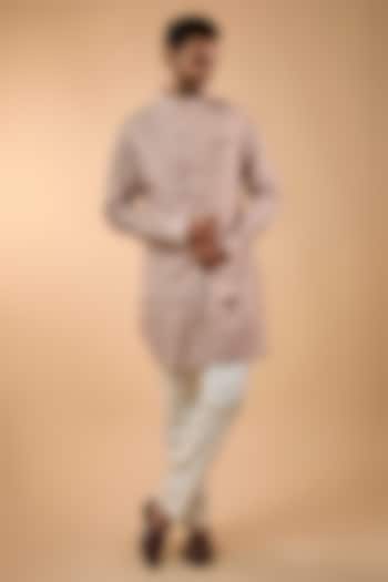 Pale Pink Georgette & Satin Bundi Jacket Set by ARJAN DUGAL at Pernia's Pop Up Shop