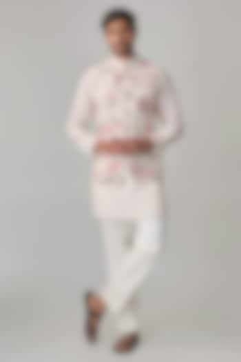 Powder Pink Georgette & Satin Bundi Jacket Set by ARJAN DUGAL at Pernia's Pop Up Shop