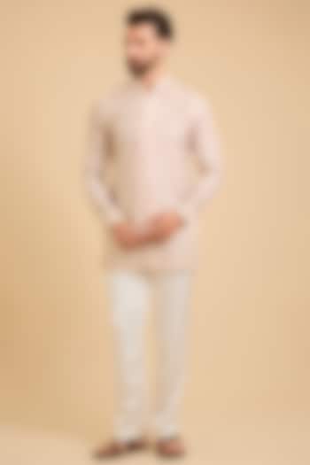 Pale Pink Georgette & Estelle Satin Kurta Set by ARJAN DUGAL at Pernia's Pop Up Shop