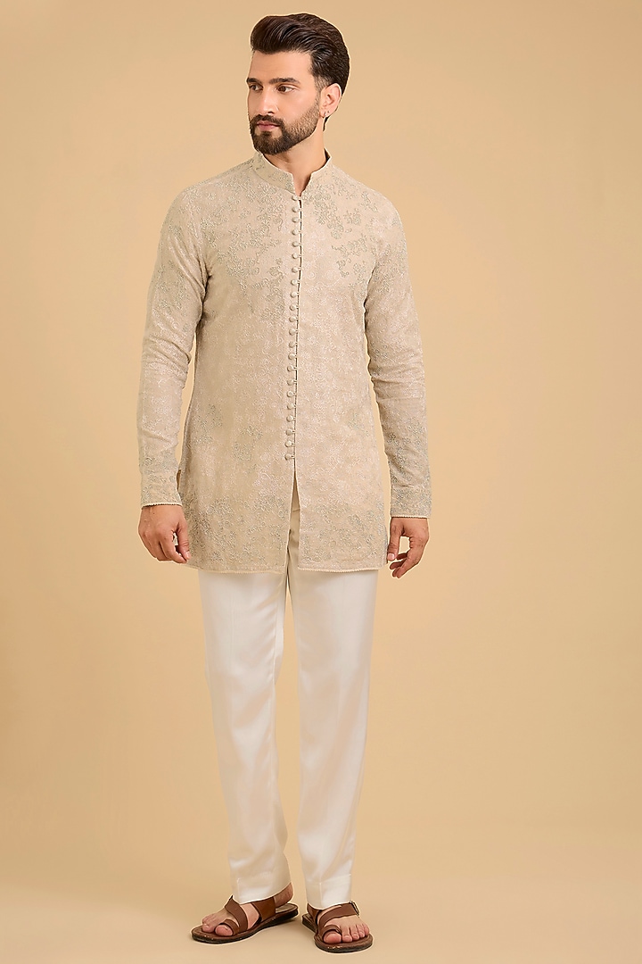 Dune Georgette & Estelle Satin Kurta Set by ARJAN DUGAL at Pernia's Pop Up Shop