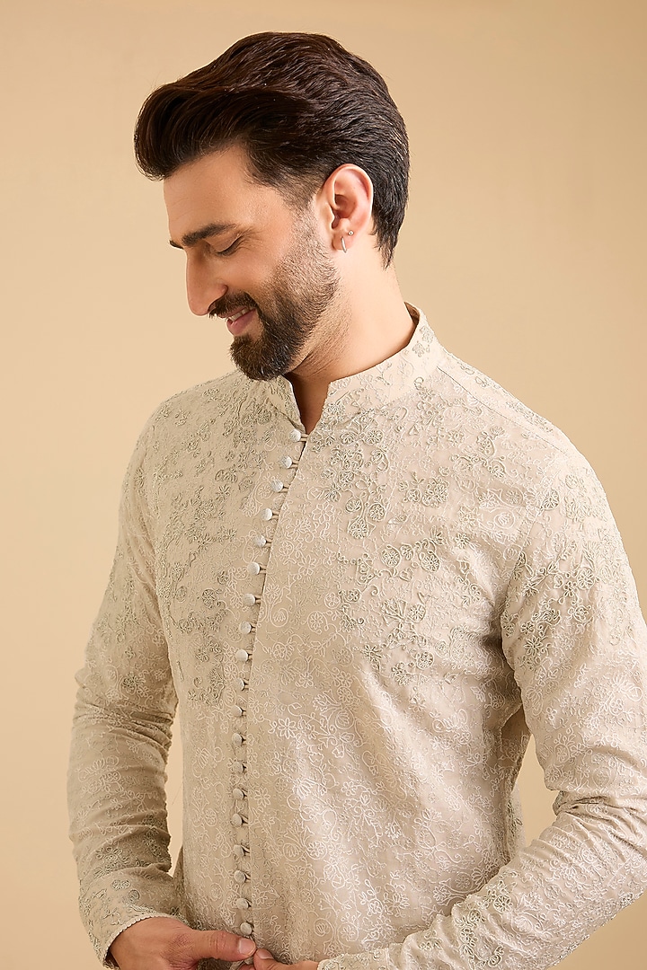 Dune Georgette & Estelle Satin Kurta Set by ARJAN DUGAL at Pernia's Pop Up Shop
