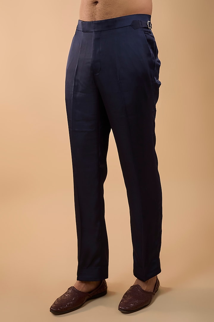 Navy Blue Organza Silk Kurta Set by ARJAN DUGAL at Pernia's Pop Up Shop