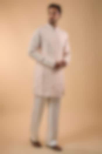 Pale Pink Organza & Satin Kurta Set by ARJAN DUGAL at Pernia's Pop Up Shop