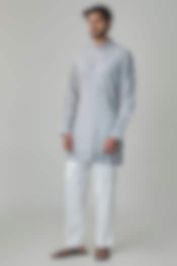 Grey Georgette & Satin Kurta Set by ARJAN DUGAL at Pernia's Pop Up Shop