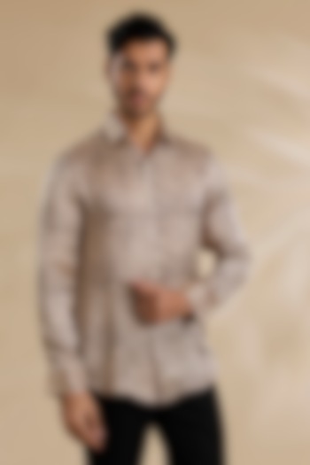 Off-White Bamboo Silk Shibori Shirt by ARJAN DUGAL