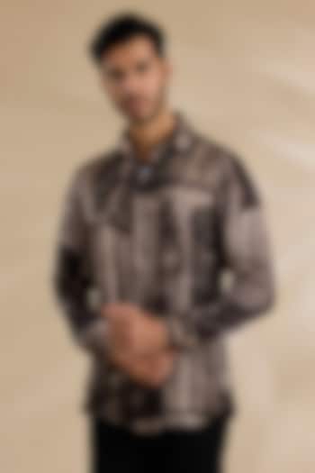 Brown Bamboo Silk Party Wear Shirt by ARJAN DUGAL at Pernia's Pop Up Shop