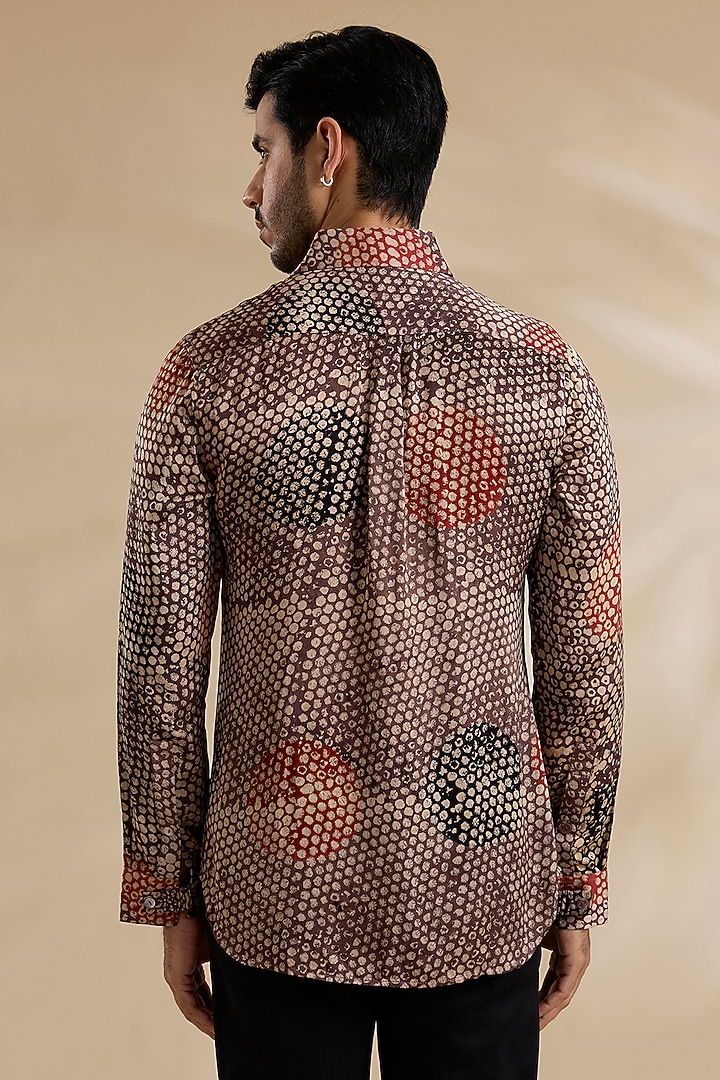 Red Bamboo Silk Party Wear Shirt by ARJAN DUGAL at Pernia's Pop Up Shop