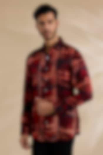 Red Bamboo Silk Shirt by ARJAN DUGAL