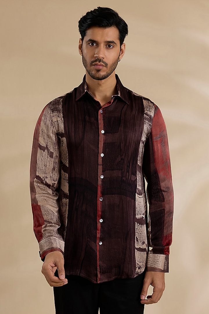 Red Bamboo Silk Shirt by ARJAN DUGAL