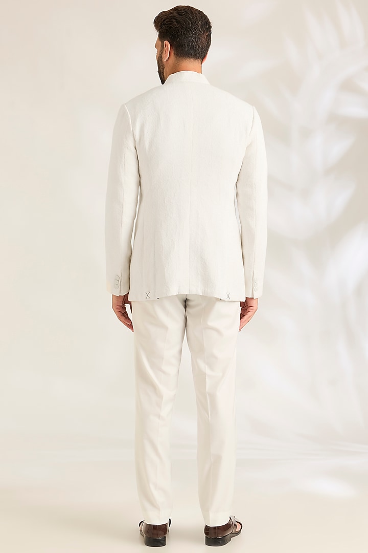 Off-White Silk Groom Bandhgala Set by ARJAN DUGAL at Pernia's Pop Up Shop
