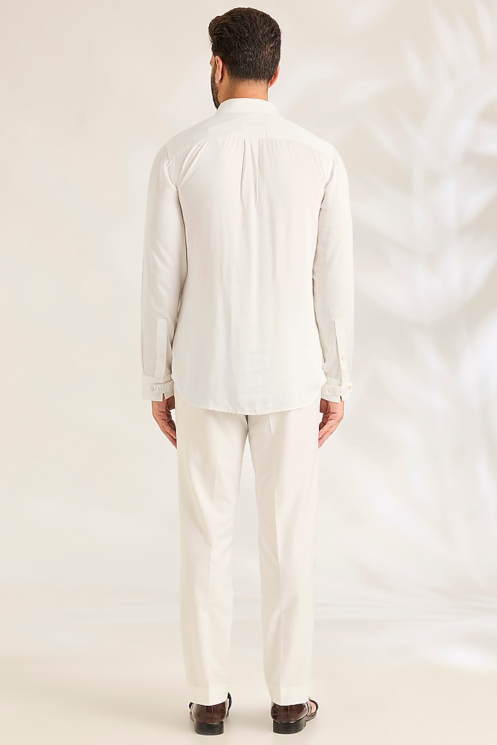 Off-White Silk Groom Bandhgala Set by ARJAN DUGAL at Pernia's Pop Up Shop