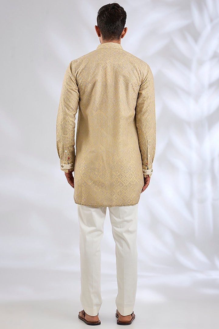 Yellow & Grey Georgette Bundi Set by ARJAN DUGAL at Pernia's Pop Up Shop