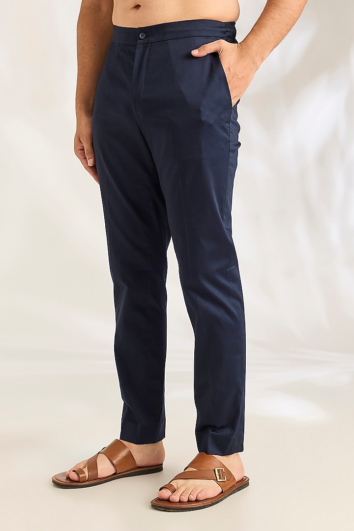 Navy Blue Silk Kurta Set by ARJAN DUGAL at Pernia's Pop Up Shop