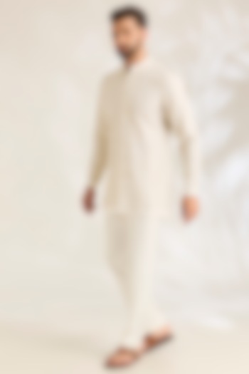 Off-White Silk Kurta Set by ARJAN DUGAL at Pernia's Pop Up Shop