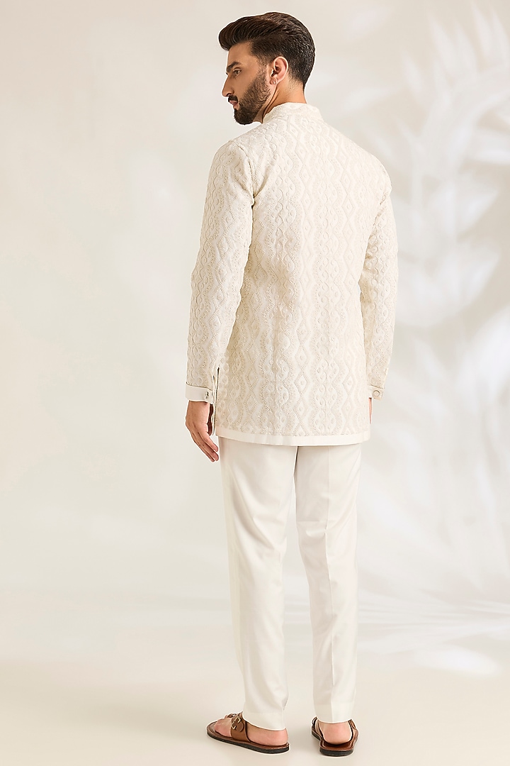 Off-White Silk Kurta Set by ARJAN DUGAL at Pernia's Pop Up Shop