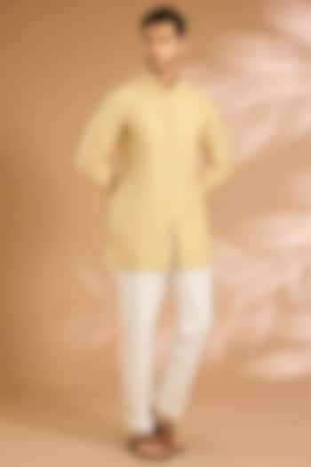 Yellow Silk Kurta Set by ARJAN DUGAL at Pernia's Pop Up Shop