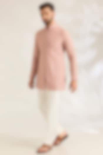 Pink Champagne Silk Kurta Set by ARJAN DUGAL at Pernia's Pop Up Shop