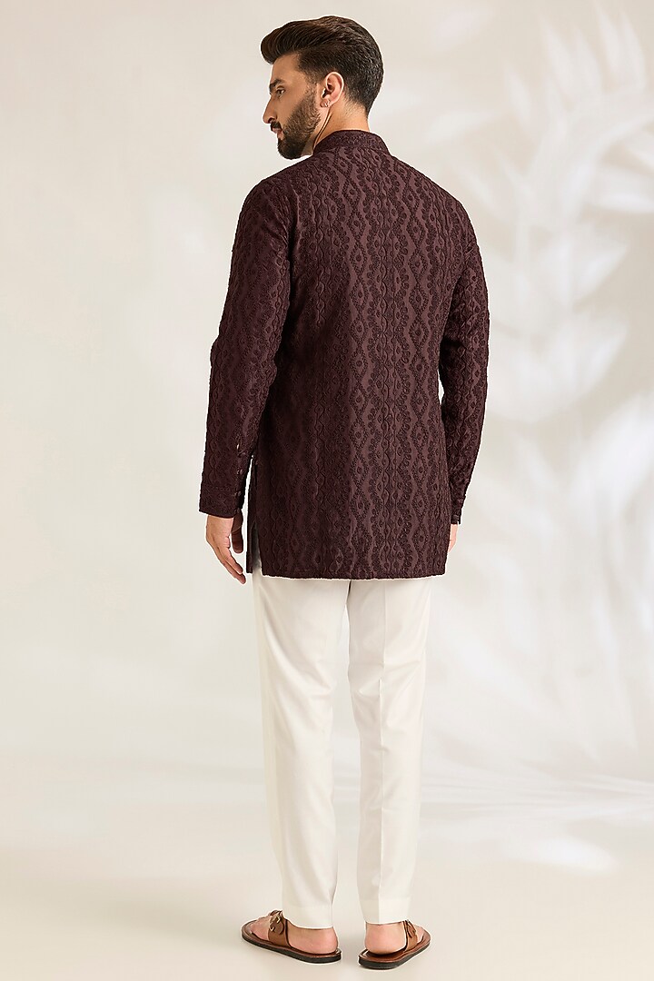 Espresso Brown Silk Kurta Set by ARJAN DUGAL at Pernia's Pop Up Shop