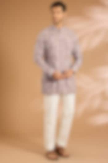 Light Grey Silk Kurta Set by ARJAN DUGAL at Pernia's Pop Up Shop