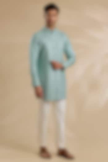 Dusky Blue Chanderi Silk Kurta Set by ARJAN DUGAL