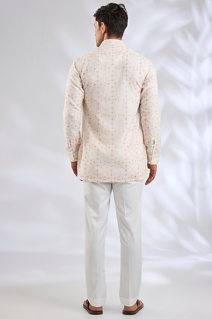 Off-White Chanderi Kurta Set by ARJAN DUGAL at Pernia's Pop Up Shop