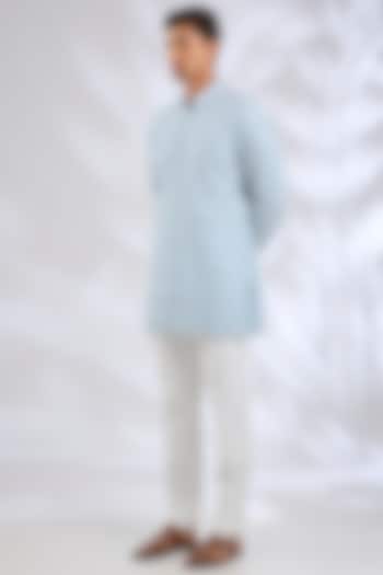 Powder Blue Chanderi Kurta Set by ARJAN DUGAL at Pernia's Pop Up Shop