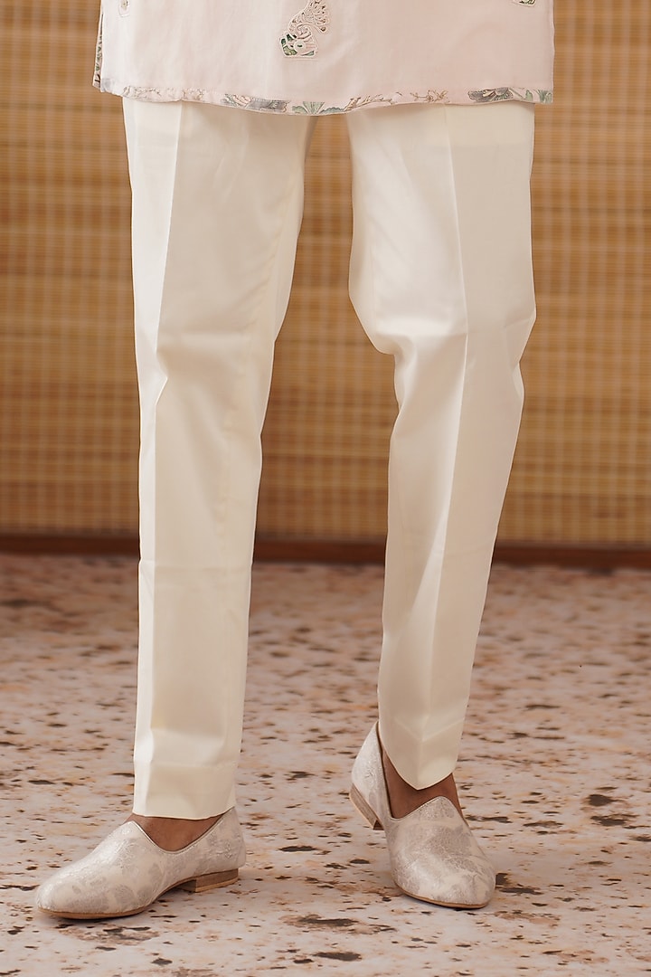 Powder Pink Organza & Moga Silk Dori Work Nehru Jacket Set by ARJAN DUGAL at Pernia's Pop Up Shop