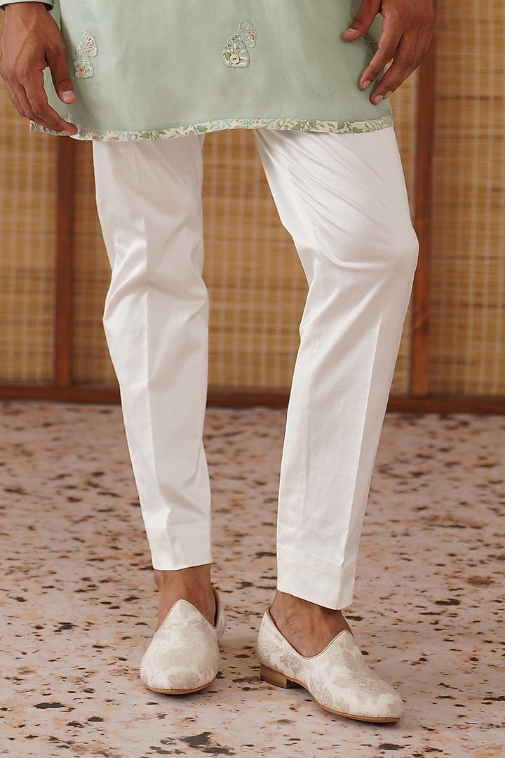 Sage Green Organza & Moga Silk Dori Work Nehru Jacket Set by ARJAN DUGAL at Pernia's Pop Up Shop