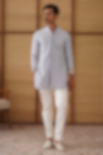 Persian Violet Chanderi Jaal Printed & Embroidered Kurta Set by ARJAN DUGAL at Pernia's Pop Up Shop