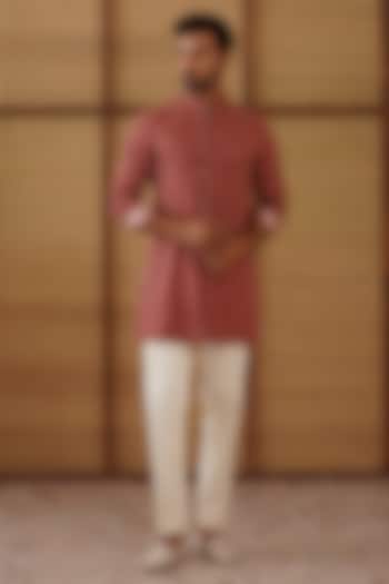 Terracotta Organza & Banarasi Bead Work Kurta Set by ARJAN DUGAL