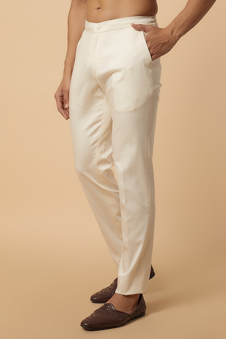 Ivory Silk Embroidered Kurta Set by ARJAN DUGAL at Pernia's Pop Up Shop