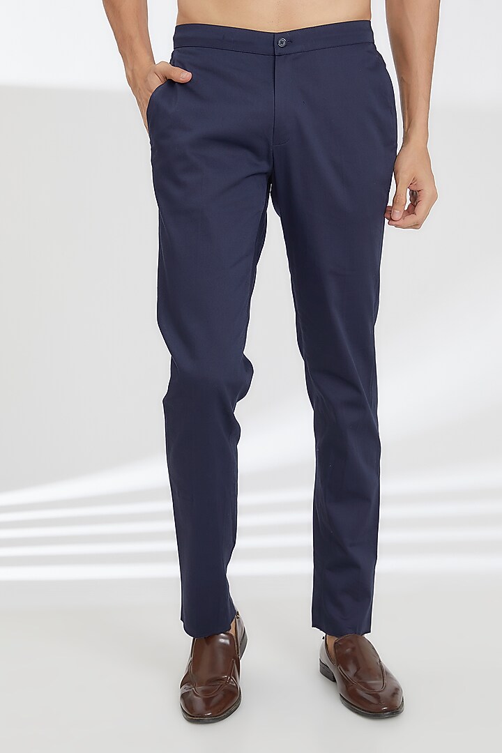 Navy Blue Silk Organza Kurta Set by ARJAN DUGAL at Pernia's Pop Up Shop