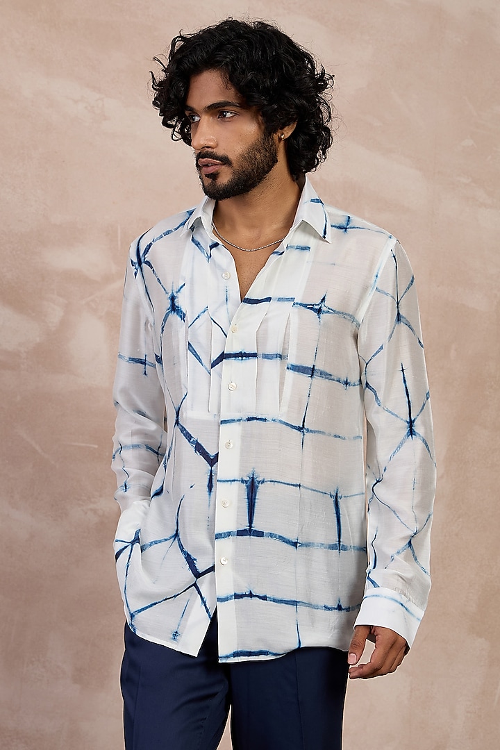 Off-White Bamboo Silk Shirt by ARJAN DUGAL