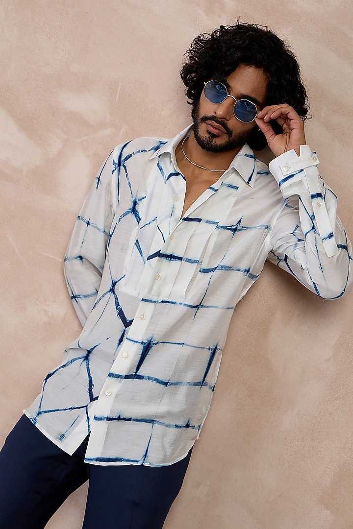 Off-White Bamboo Silk Party Wear Shirt by ARJAN DUGAL at Pernia's Pop Up Shop