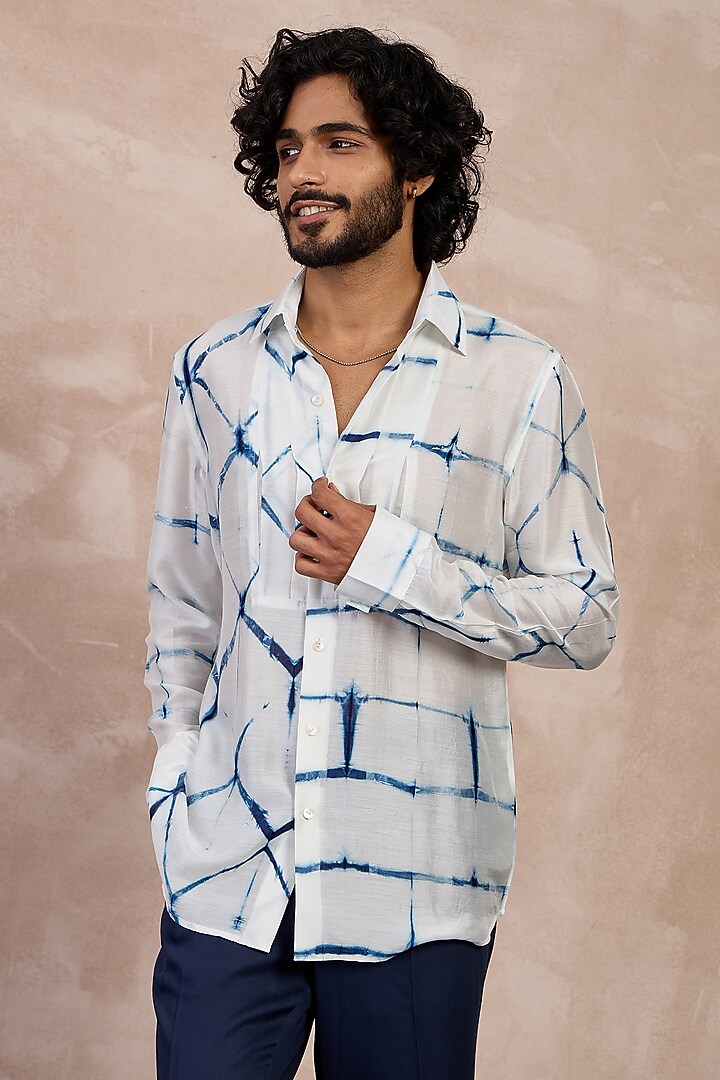 Off-White Bamboo Silk Party Wear Shirt by ARJAN DUGAL at Pernia's Pop Up Shop