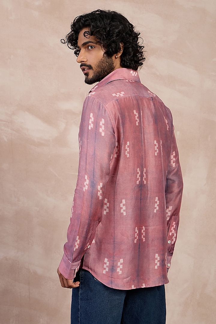 Lilac-Lego Bamboo Silk & Shibori Pleated Party Wear Shirt by ARJAN DUGAL at Pernia's Pop Up Shop